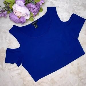 🌸 Blue Woman’s Crop Top with Sleeve Cut Outs